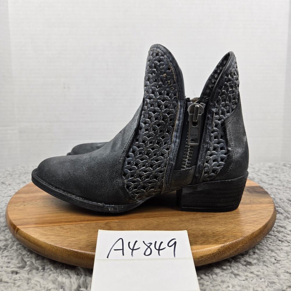 Corral Circle G Womens 8.5M Dark Grey Distressed Cut Out Western Ankle Bootie